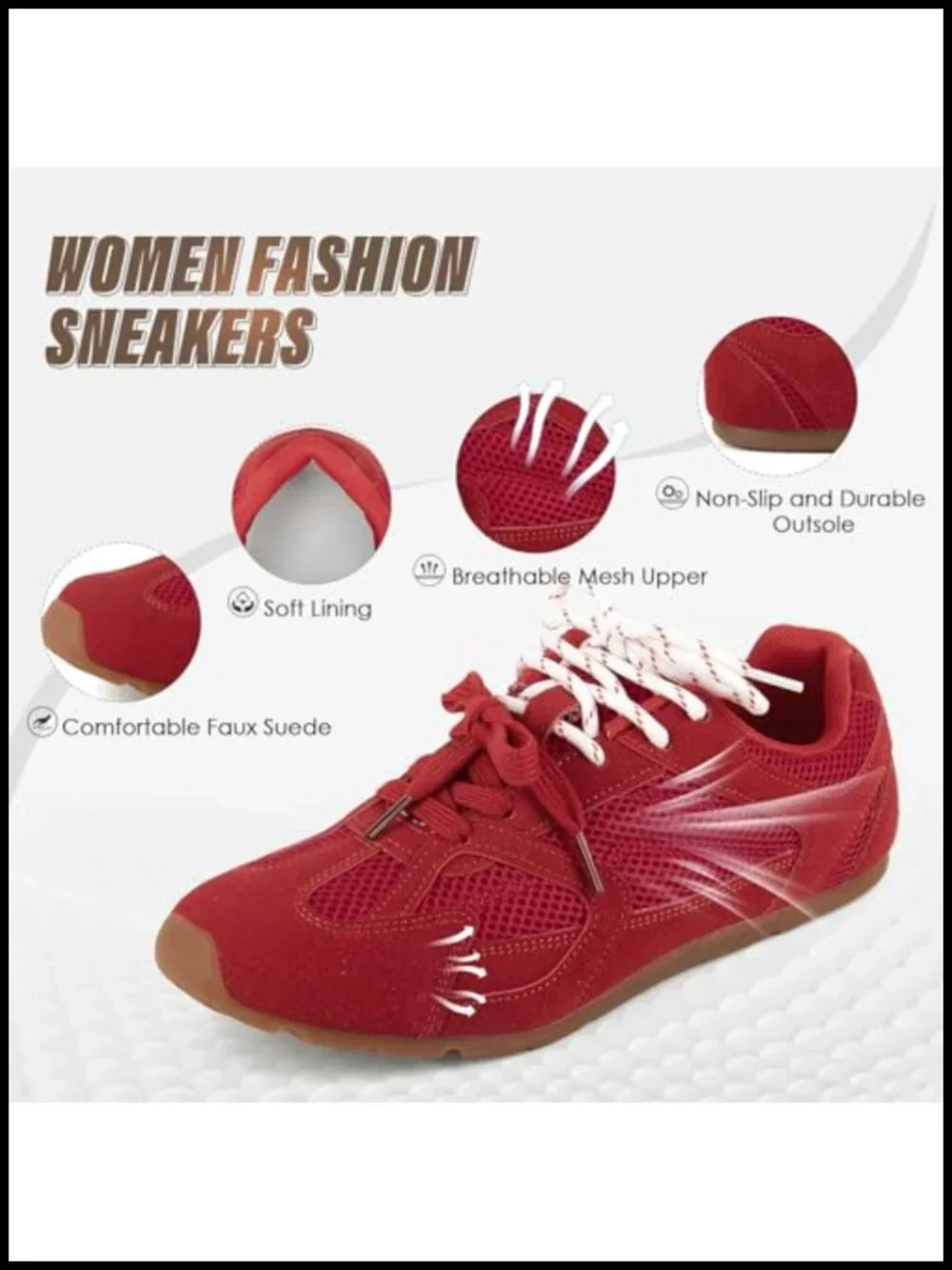 Retro Lace Up Sneakers Lightweight Non Slip Barefoot Walking Shoes